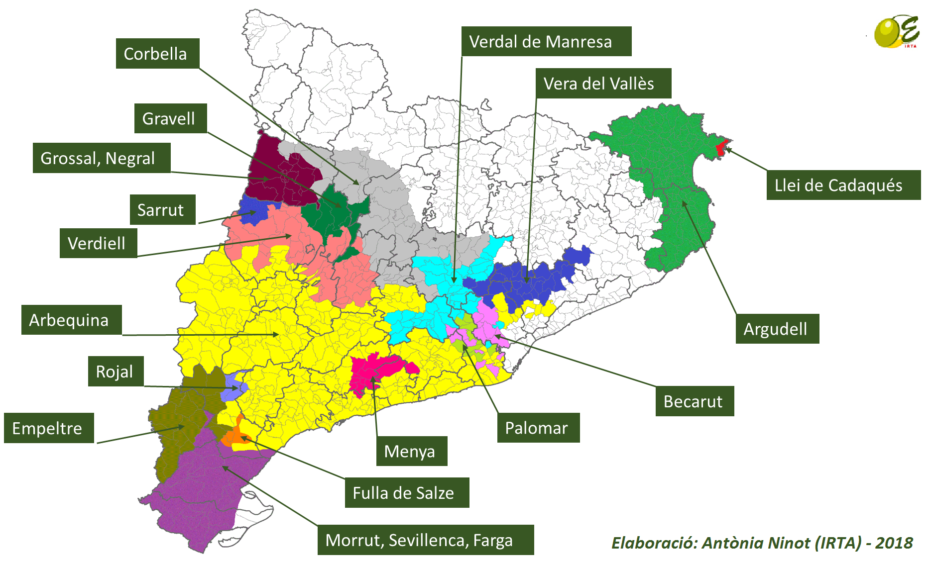 Mapa de zona predominant per varietat